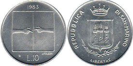 moneta San Marino 10 lire 1983