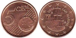 mynt San Marino 5 euro cent 2006