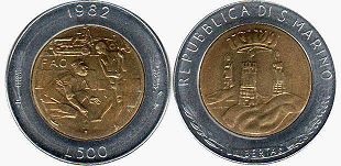 coin San Marino 500 lire 1982