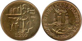 moneta San Marino 200 lire 1982