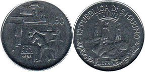 moneta San Marino 50 lire 1982