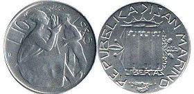 moneta San Marino 10 lire 1985