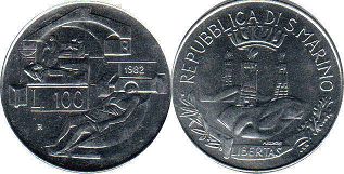 coin San Marino 100 lire 1982