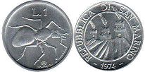 coin San Marino 1 lira 1974