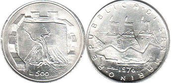 coin San Marino 500 lire 1976