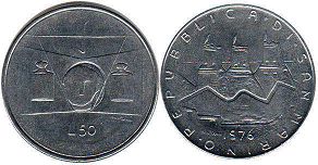 coin San Marino 50 lire 1976