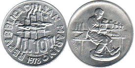 moneta San Marino 10 lire 1978