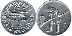 moneta San Marino 5 lire 1978
