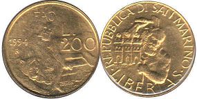 moneta San Marino 200 lire 1994