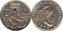 moneta San Marino 100 lire 1994