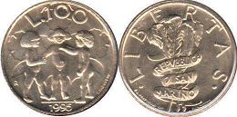 moneta San Marino 100 lire 1995