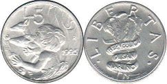 moneta San Marino 5 lire 1995