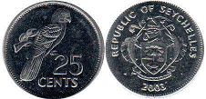 coin Seychelles 25 cents 2003