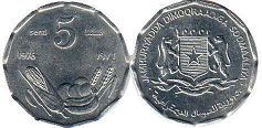 coin Somalia 5 senti 1976