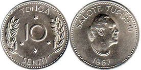 coin Tonga 10 seniti 1967