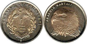 moneda Turquía 1 lira 2014 Águila Anatolia