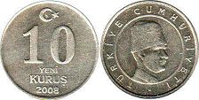 moneda Turkey 10 kurush 2008