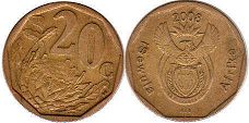 coin South Africa 20 cents 2008