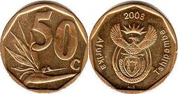 coin South Africa 50 cents 2008