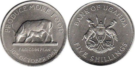 coin Uganda 5 shillings 1968