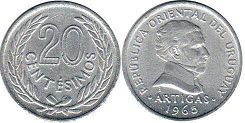 moneda Uruguay 20 centesimos 1965