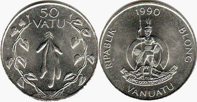 coin Vanuatu 50 vatu 1990