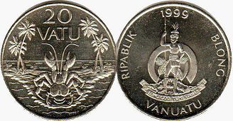 coin Vanuatu 20 vatu 1999