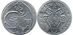 moneta Vatican 5 lire 1975