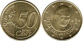moneta Vatican 50 euro cent 2012
