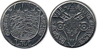 moneta Vatican 100 lire 1975
