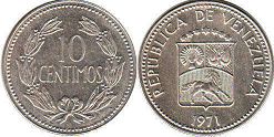 coin Venezuela 10 centimes 1971