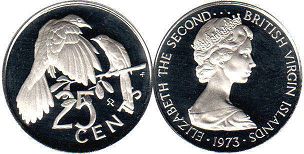 coin Virgin Islands 25 cents 1973
