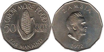 coin Zambia 50 ngwee 1972 FAO