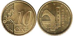 pièce Andorre 10 euro cent 2014