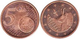 pièce Andorra 5 euro cent 2014