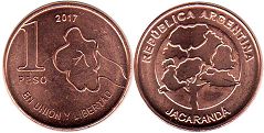 moneda Argentina 1 peso 2017