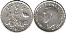 coin Australia 6 pence 1948