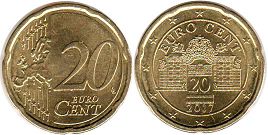 mynt Österrike 20 euro cent 2017