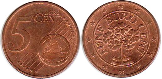 coin Austria 5 euro cent 2015