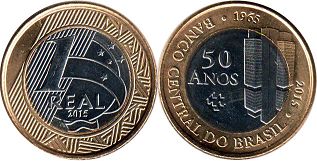 moeda brasil 1 real 2015