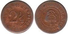 moneda Colombia 2.5 centavos 1885 antigua