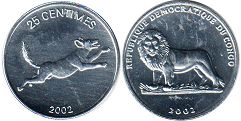 coin Congo 25 centimes 2002