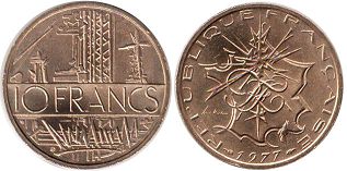 coin France 10 francs 1977