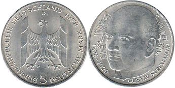 coin BRD 5 mark 1978