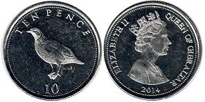 coin Gibraltar 10 pence 2014