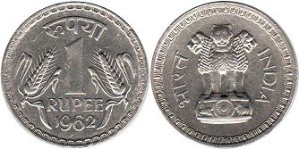 coin India 1 rupee 1962