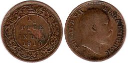 coin British India 1/2 paisa 1910