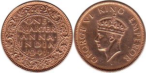 coin India 1/4 anna 1941