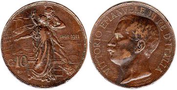 moneta Italy 10 centesimi 1911