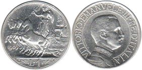 moneta Italy 1 lira 1909